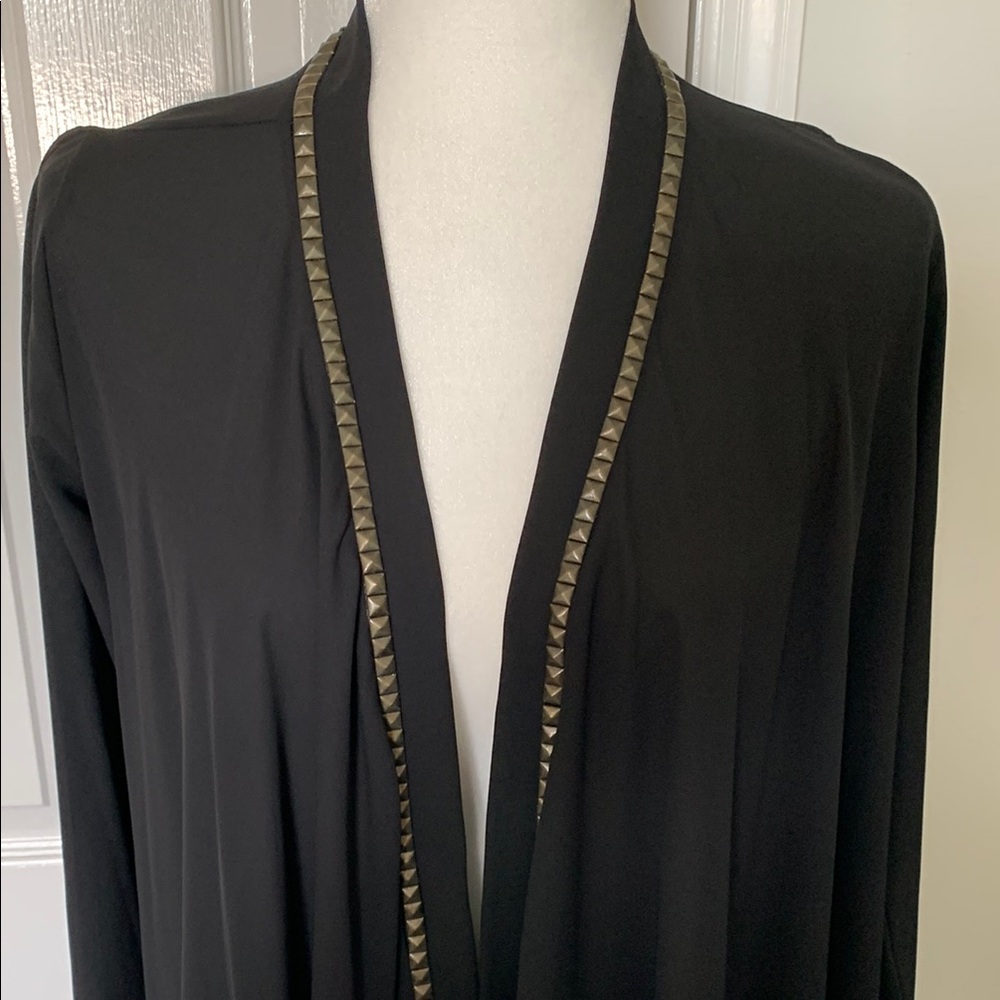 Foreign Exchange Black Cardigan with Gold Metal Trim
